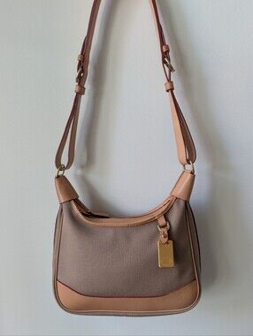 Pristine Vintage Dooney & Bourke Small Hobo Canvas & Leather Bag | USA Made